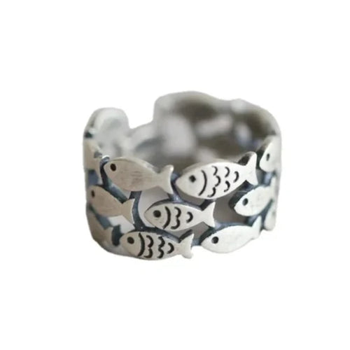 Silver School of Fish Ring