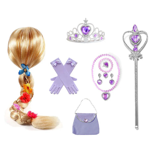 Tower Princess Accessory Set – Braided Wig, Crown, Wand & Jewelry