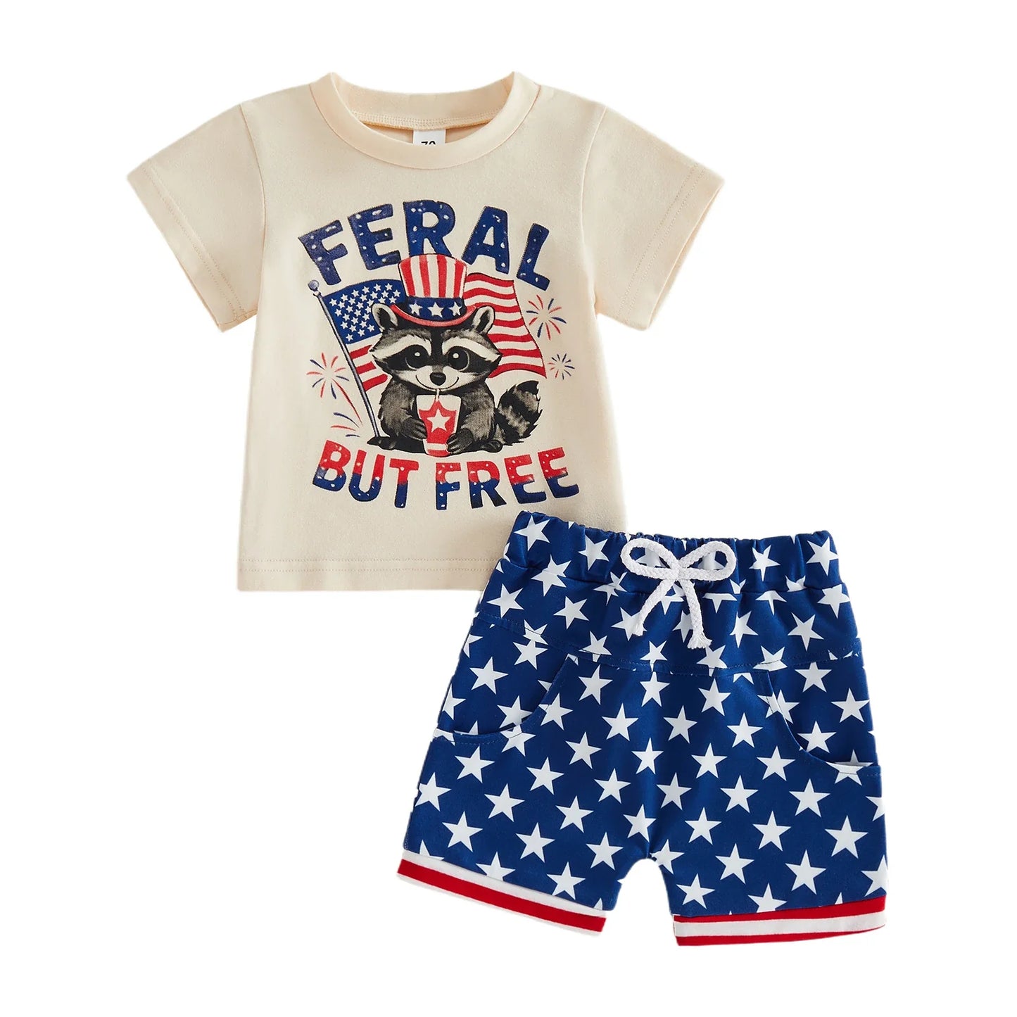 Feral But Free Tee & Stars Shorts Set