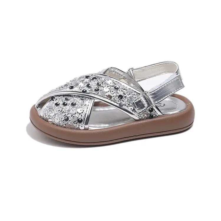 Starlight Sequin Cross Sandals