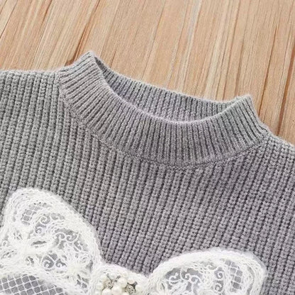 Glitter Bow Knit Set for Girls