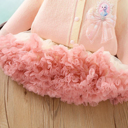 Ice Princess Outfit for Girls – Tulle Tutu Skirt & Knitted Top