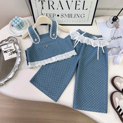 Blueberry Dots & Lace – 3-Piece Set Full of Vintage Charm