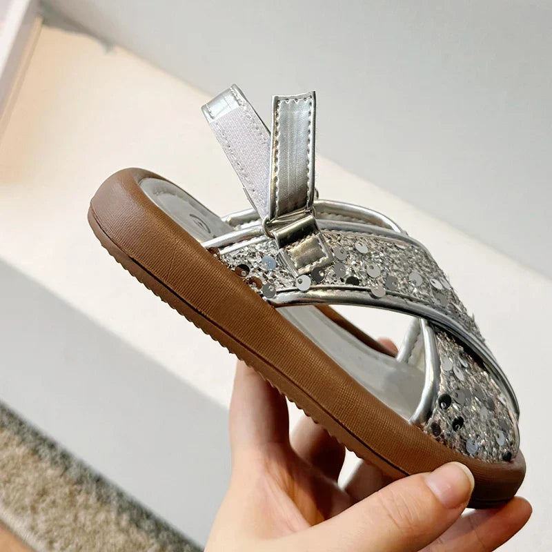 Starlight Sequin Cross Sandals