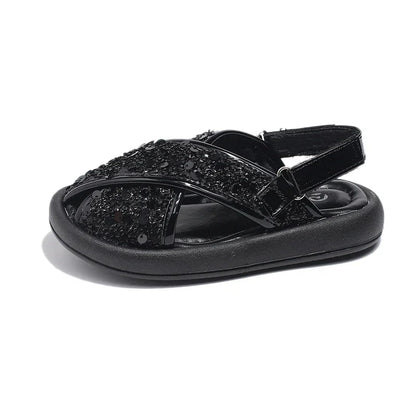 Starlight Sequin Cross Sandals