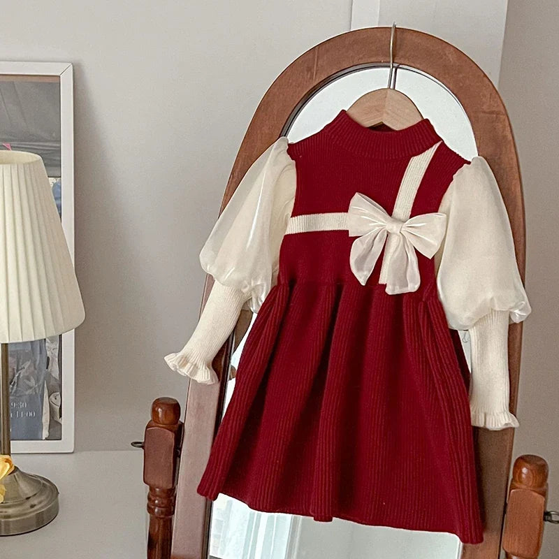 Holiday Red Bow Dress for Girls