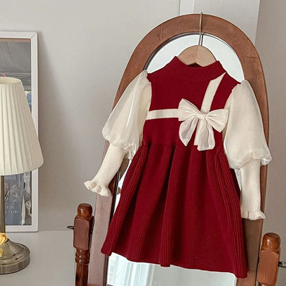 Holiday Red Bow Dress for Girls