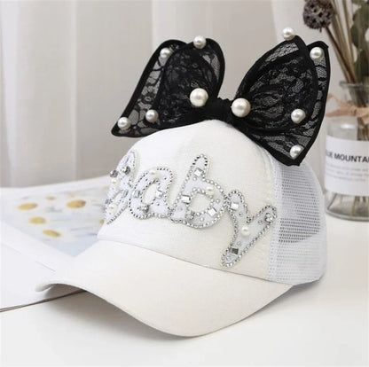 Sparkle Bunny Baseball Cap – Glam Bow Hat for Girls