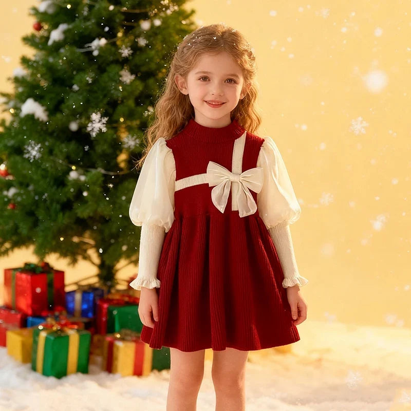 Holiday Red Bow Dress for Girls