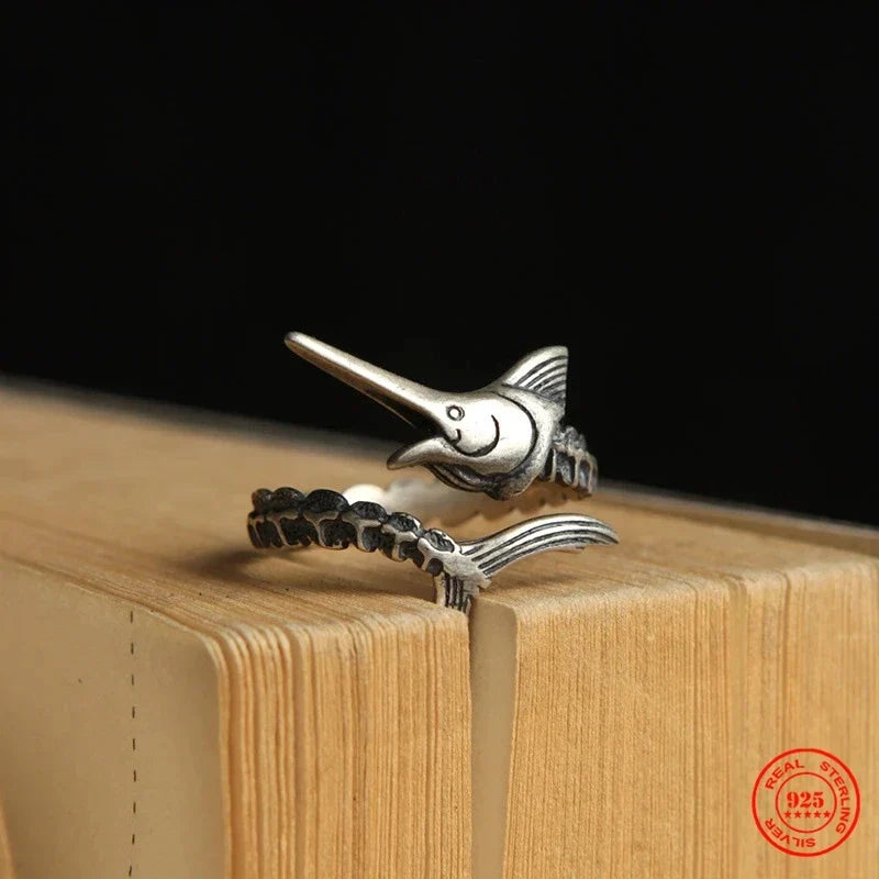 Swordfish Adjustable Silver Ring