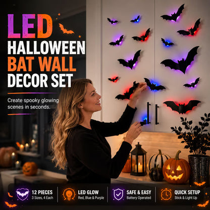 3D LED Bat Stickers — Turn Your Walls Into a Haunted Masterpiece 👻