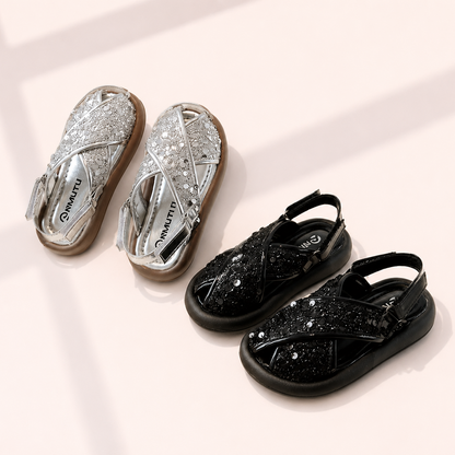 Starlight Sequin Cross Sandals