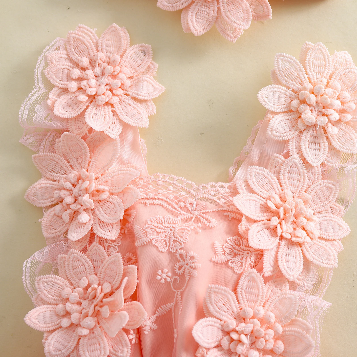 3D Blossom Lace Baby Romper Set