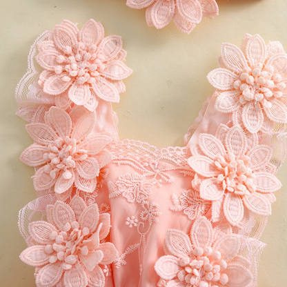 3D Blossom Lace Baby Romper Set