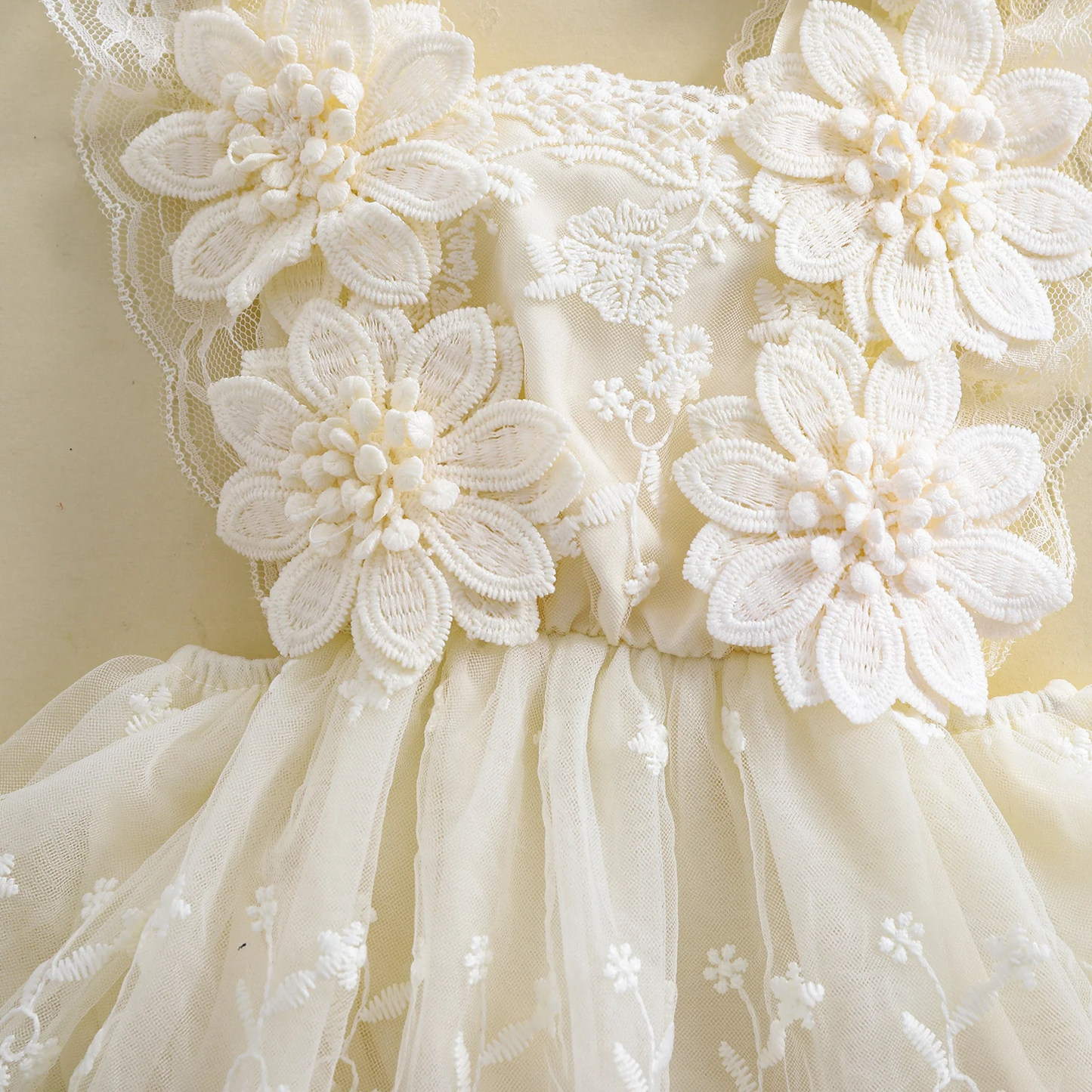 3D Blossom Lace Baby Romper Set