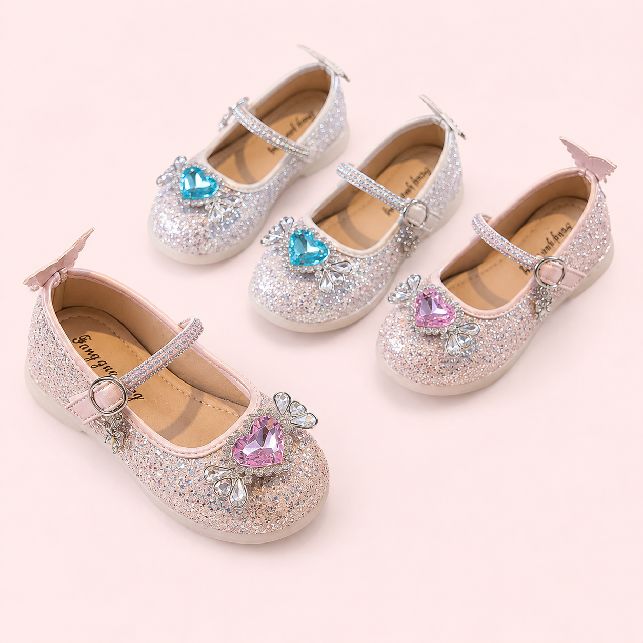 Crystal Heart Princess Shoes