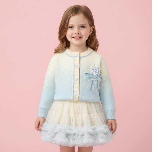 Ice Princess Outfit for Girls – Tulle Tutu Skirt & Knitted Top