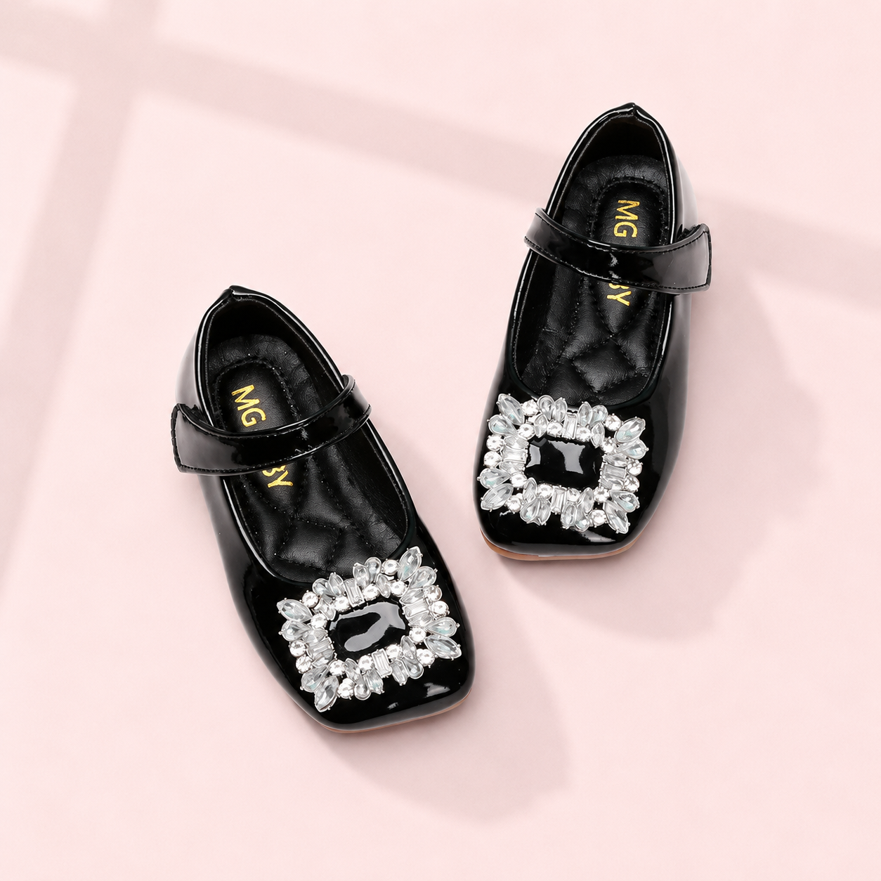 Crystal Buckle Patent Mary Janes