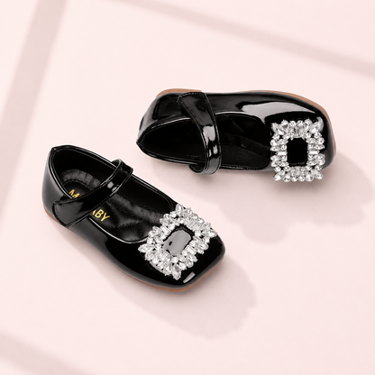 Crystal Buckle Patent Mary Janes