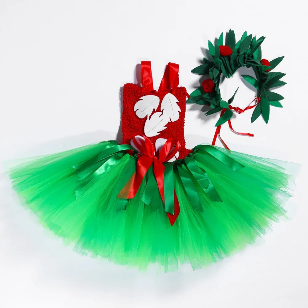 Hawaiian Island Girl Costume with Flower Tiara