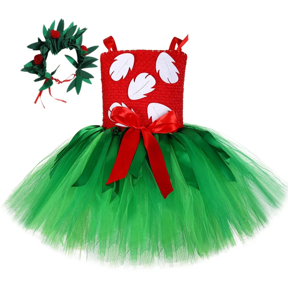 Hawaiian Island Girl Costume with Flower Tiara