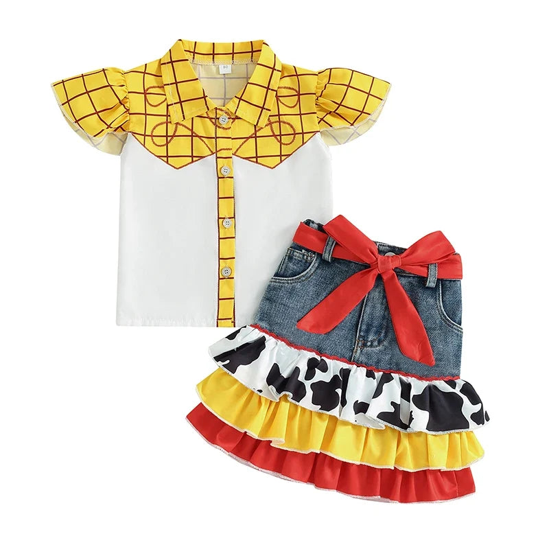 Sweet Cow Plaid Skirt Set