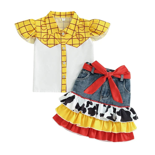 Sweet Cow Plaid Skirt Set