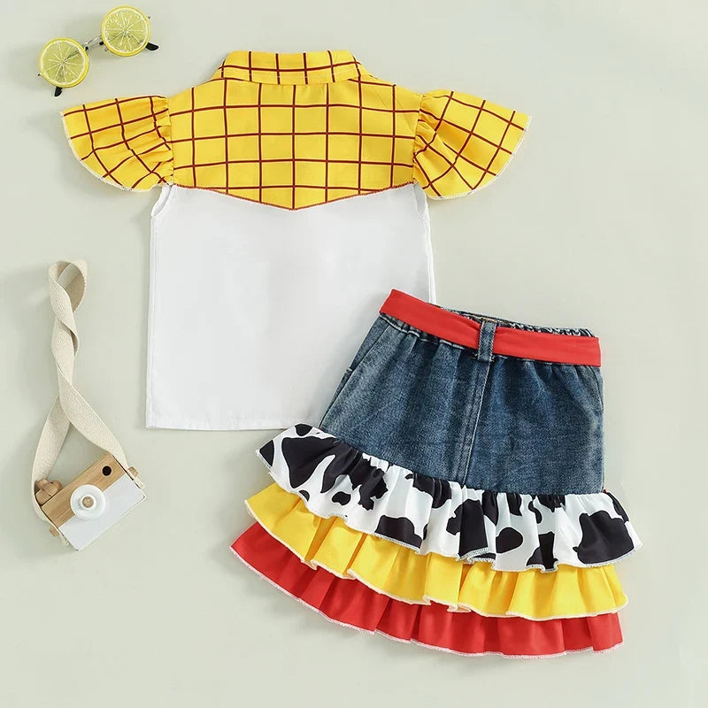Sweet Cow Plaid Skirt Set