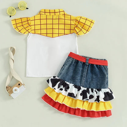 Sweet Cow Plaid Skirt Set