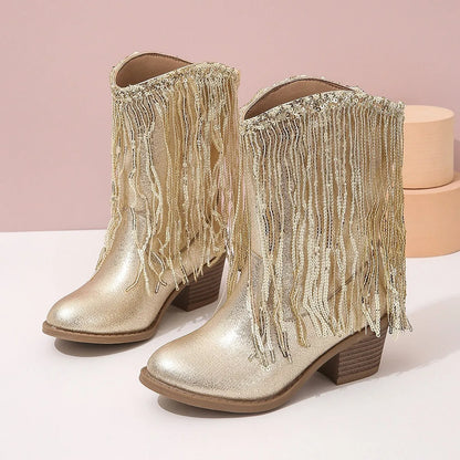 Tassel Gold Charm Western Boots