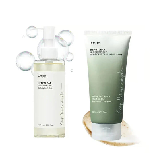 Conjunto de espuma e óleo de limpeza ANUA Heartleaf