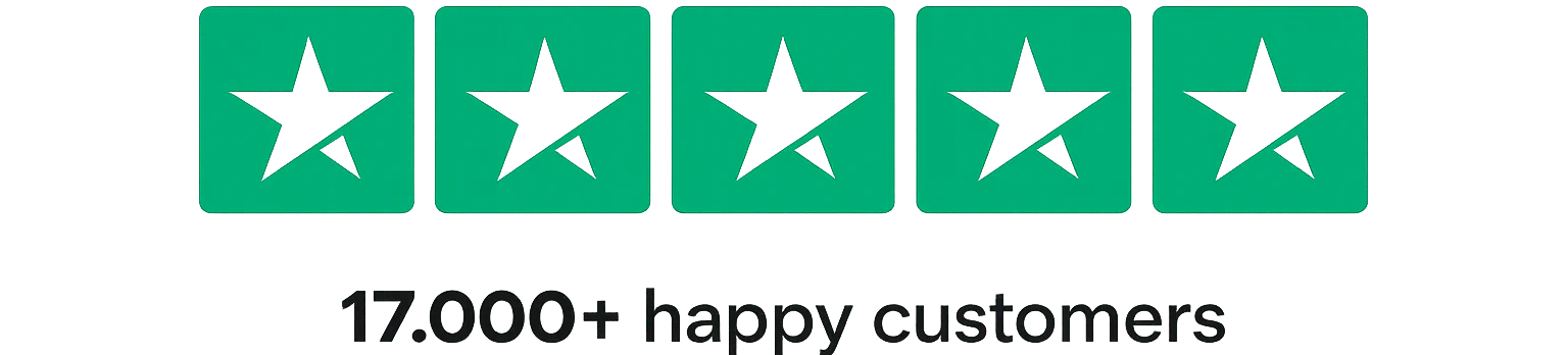 Five-star rating — 17,000+ happy customers